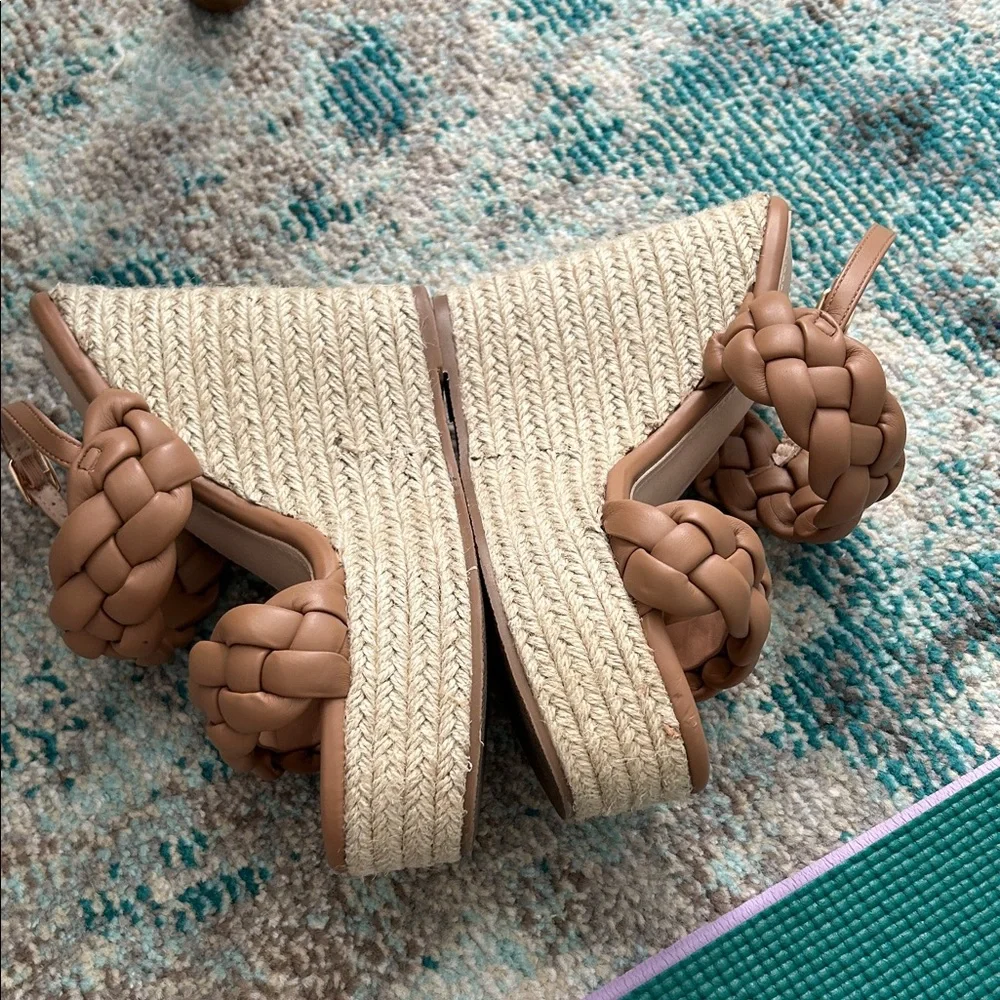 Tan Braided Wedge Sandals
